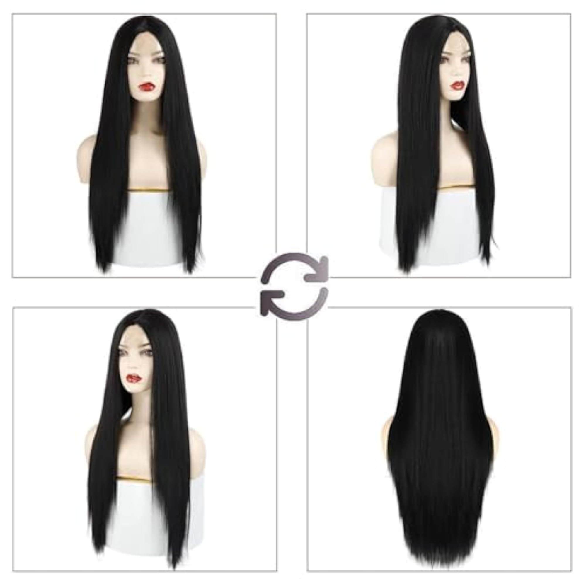 Elegant Long Straight Synthetic Wig, Heat Resistant